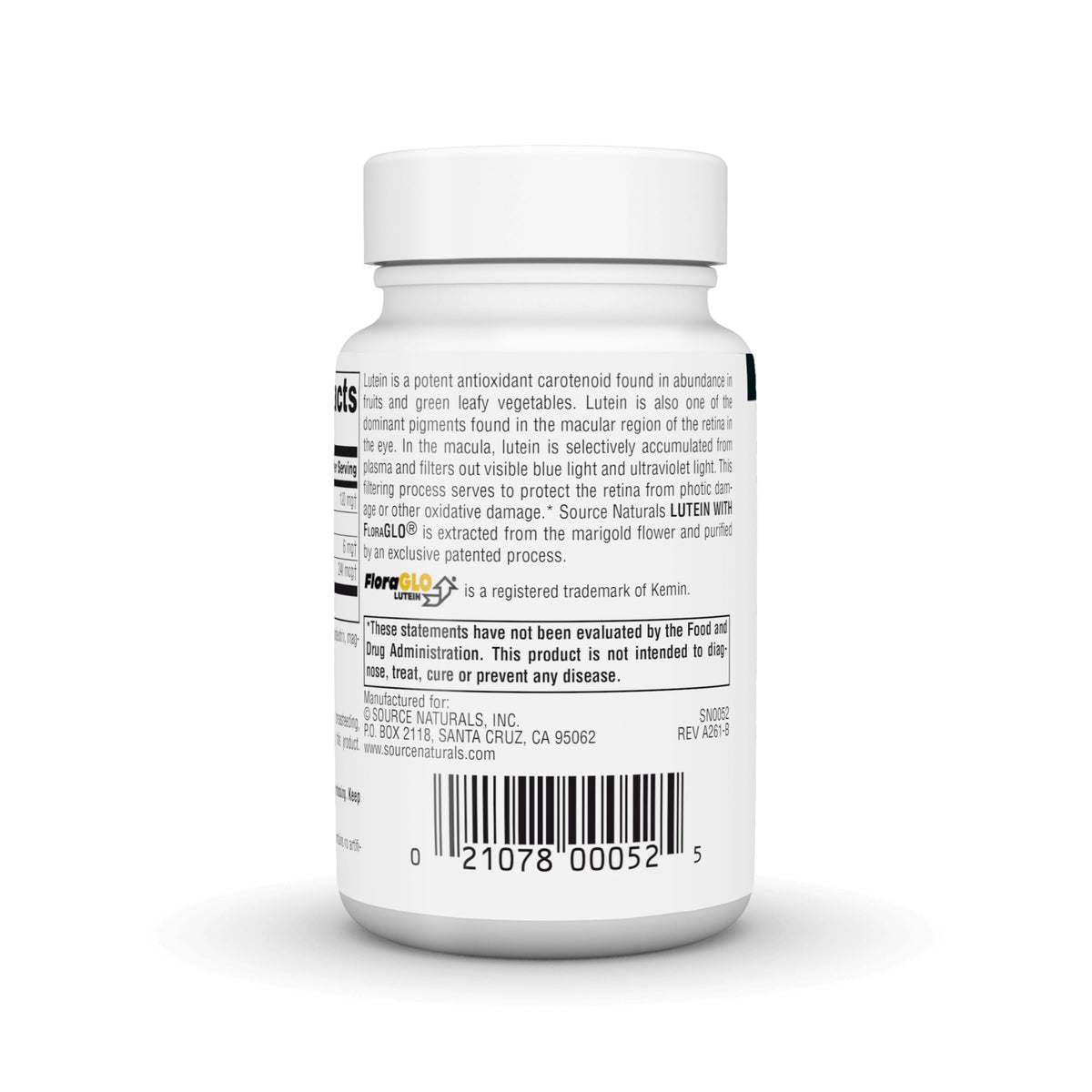 Source Naturals Lutein 6 mg capsules sur une table