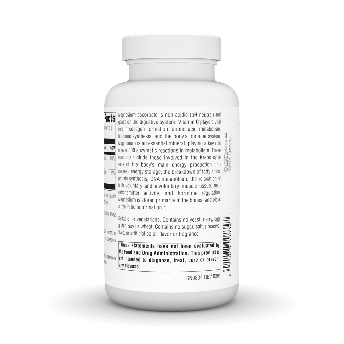 Source Naturals Magnésium Ascorbate Poudre 259g en poudre dans un verre