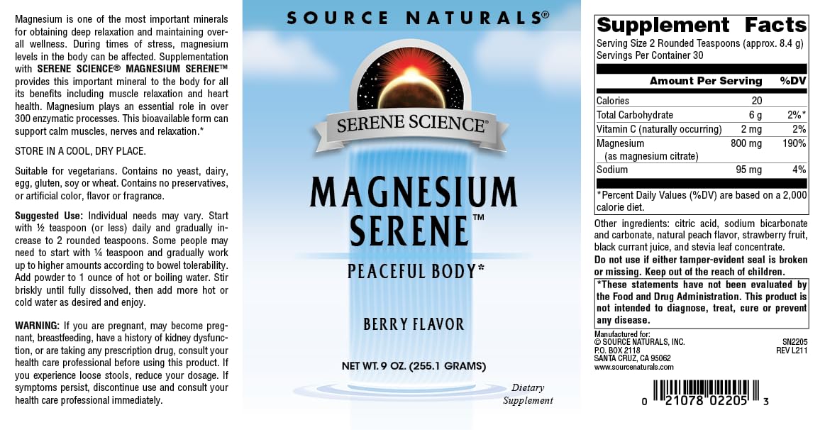 Source Naturals Magnesium Citrate 9oz powder scoop