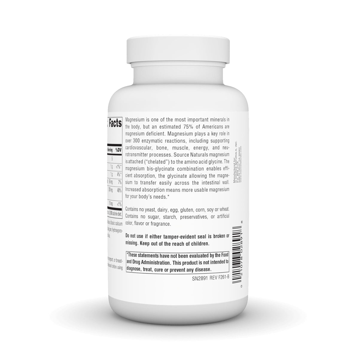 Source Naturals Magnésium Glycinate 120 comprimés avec emballage