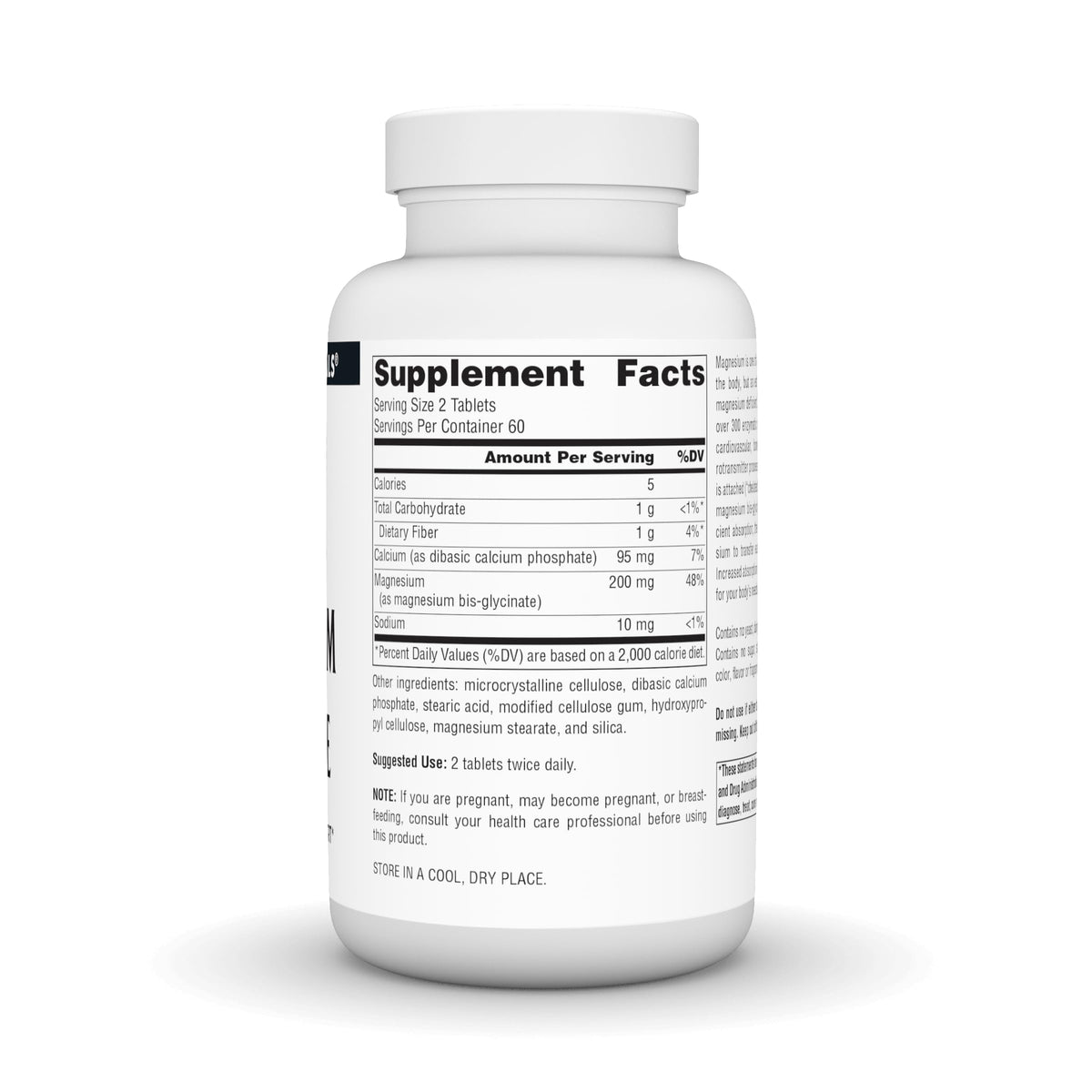 Source Naturals Magnésium Glycinate 120 comprimés dos