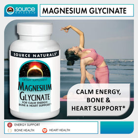 Source Naturals Magnésium Glycinate 180 comprimés ouvert