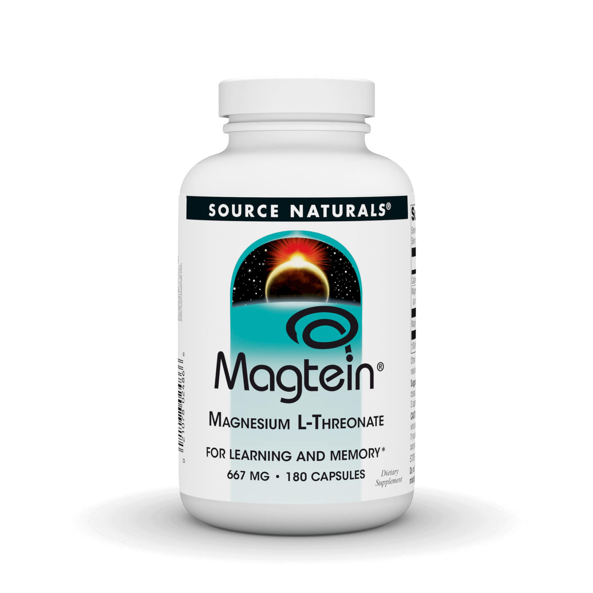Source Naturals Magtein Magnésium L-Thréonate 667mg 180 capsules vue de face