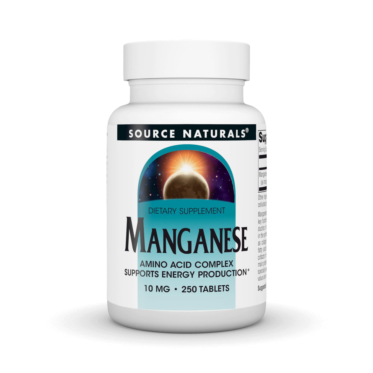 Source Naturals Manganèse 10 mg avec 250 comprimés - vue de face
