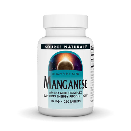 Source Naturals Manganèse 10 mg avec 250 comprimés - vue de face