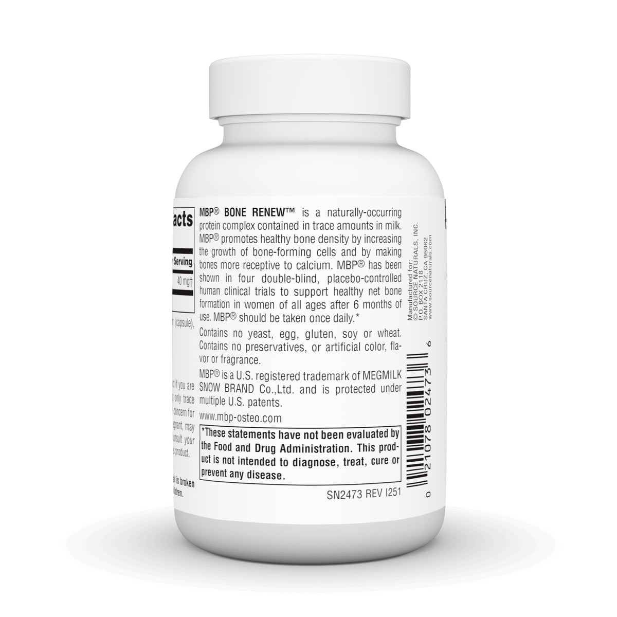 Source Naturals MBP Bone Renew 120 Capsules avec emballage