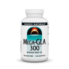 Source Naturals Mega-GLA 300 Huile de Bourrache 120 Gélules vue de face