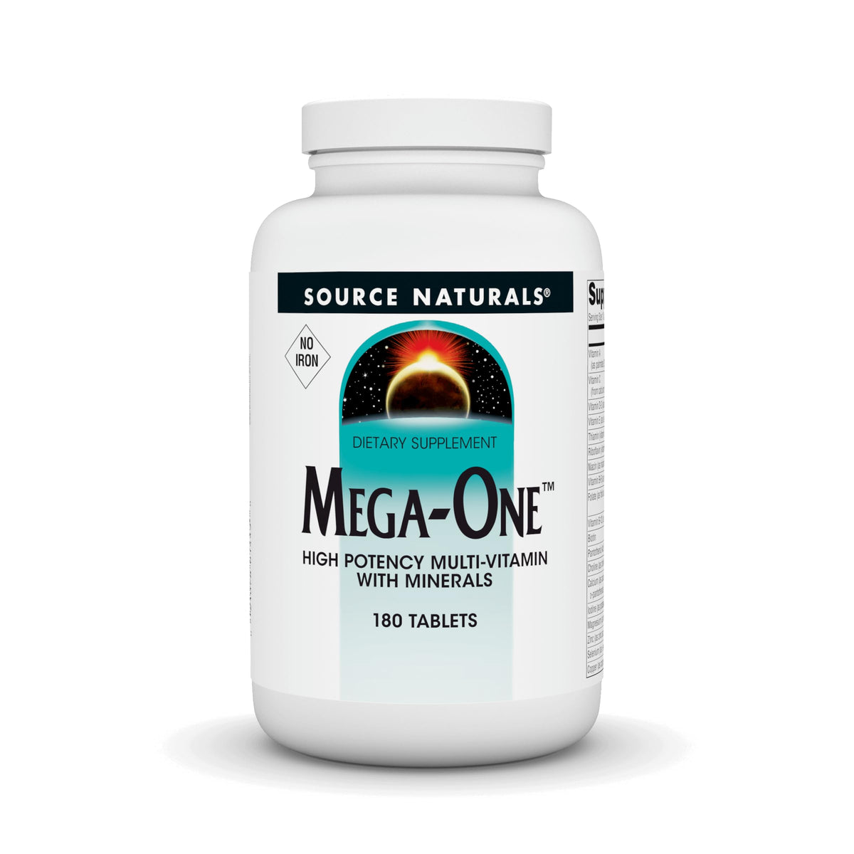 Source Naturals Mega-One Multivitamines 180 Tablettes, vue avant