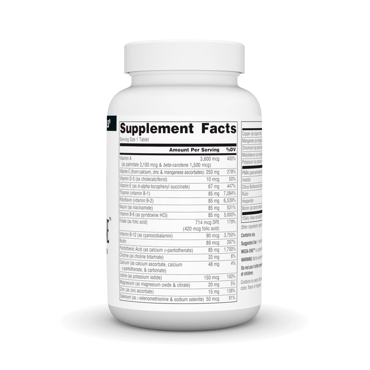 Source Naturals Mega-One Multivitamines sans Fer 60 Comprimés avec étiquette précise