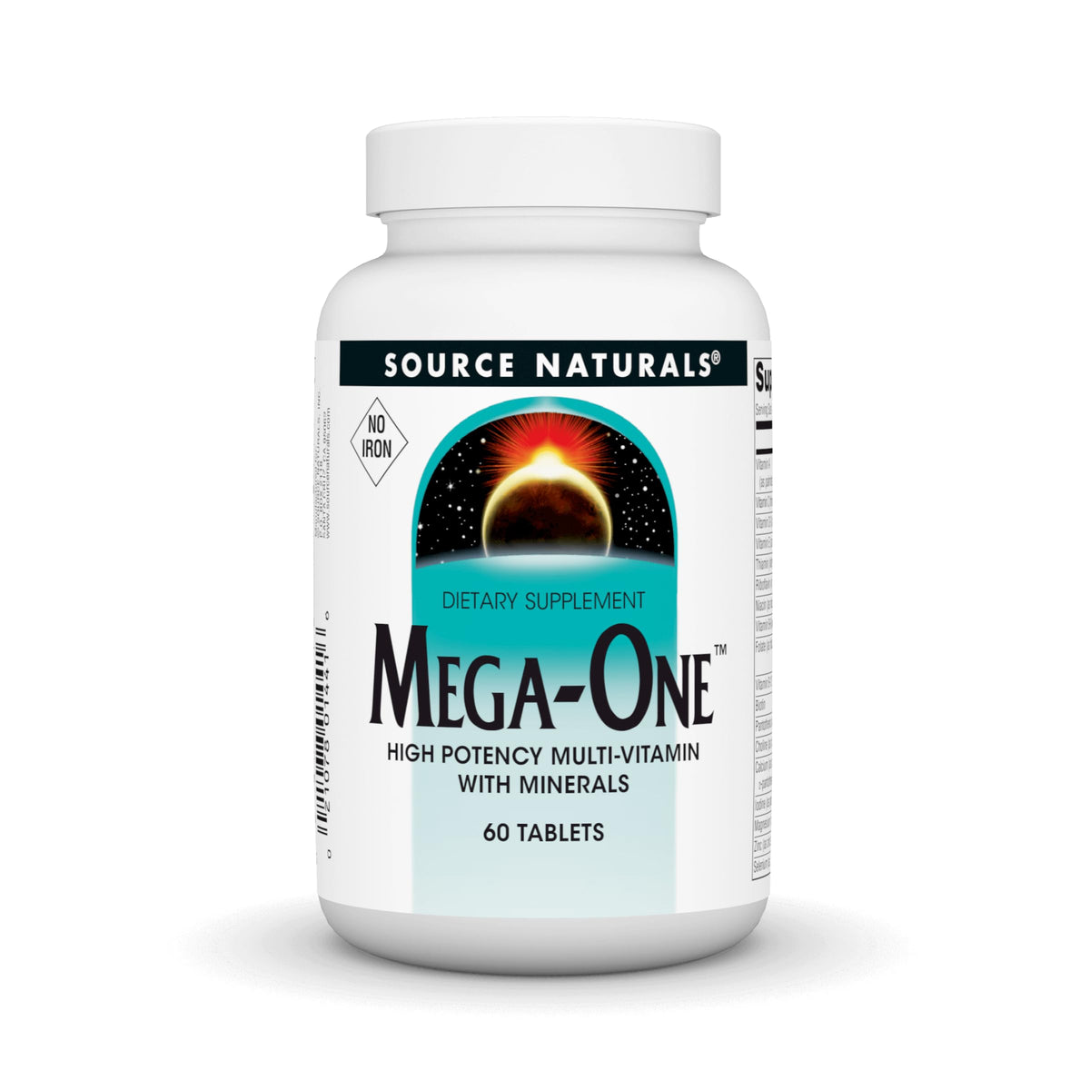 Source Naturals Mega-One Multivitamines sans Fer 60 Comprimés vue de face