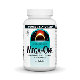 Source Naturals Mega-One Multivitamines sans Fer 60 Comprimés vue de face