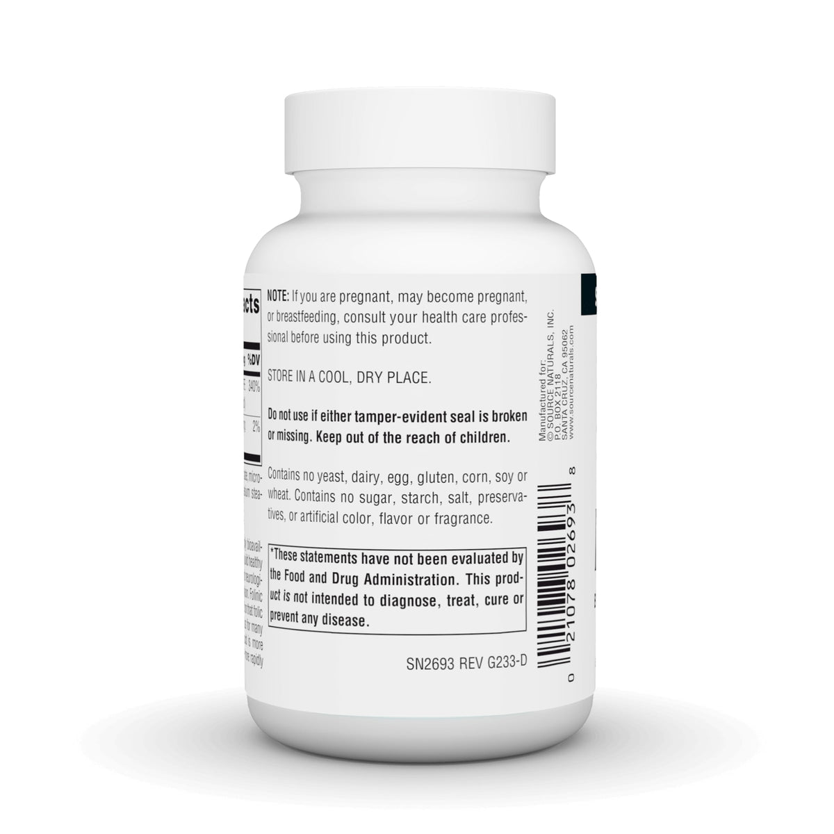 Source Naturals MegaFolinic 800 mcg - comprimé en gros plan