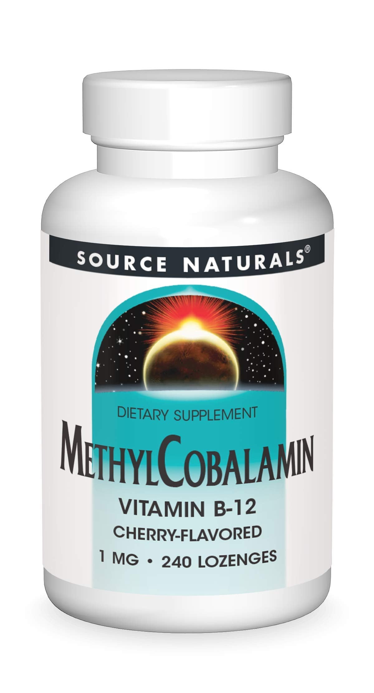 Source Naturals MethylCobalamin 1 mg 240 pastilles vue de face