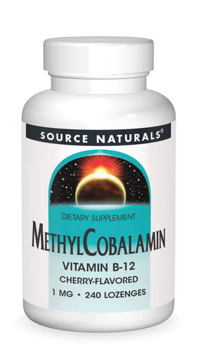 Source Naturals MethylCobalamin 1 mg 240 pastilles vue de face