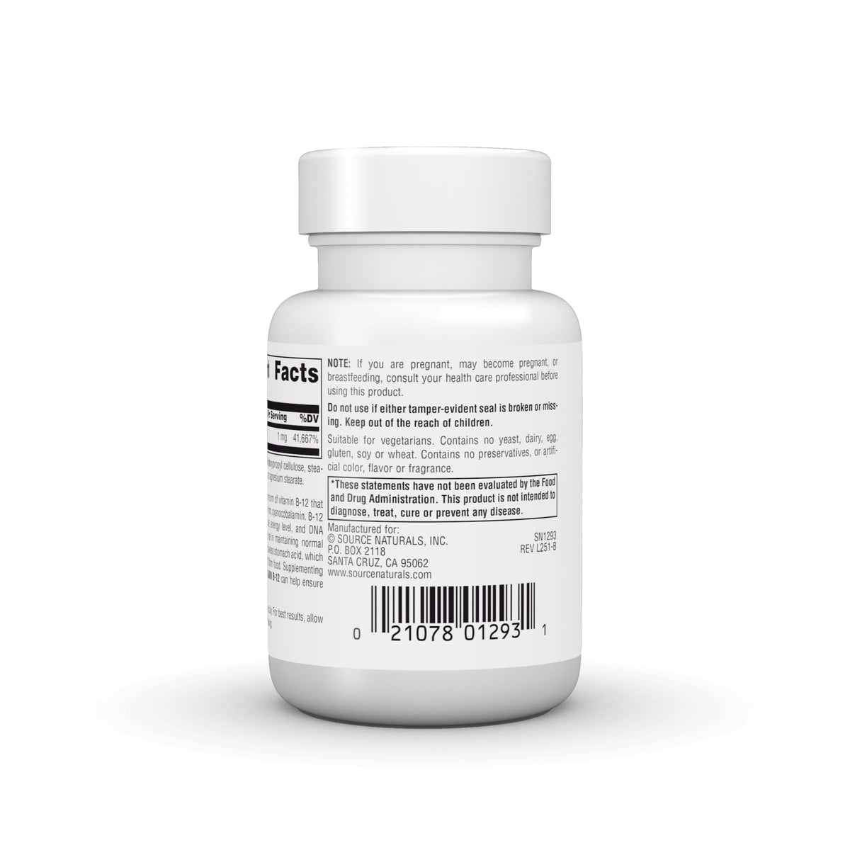 Source Naturals Methylcobalamin B-12 120 Lozenges side view
