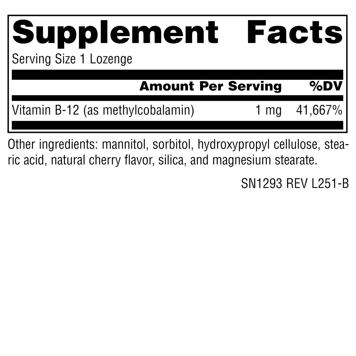 Source Naturals Methylcobalamin B-12 lozenge close-up