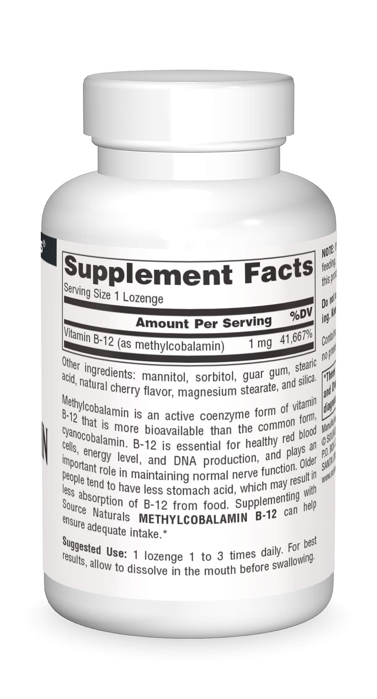 Source Naturals MethylCobalamin pastille avec taille de référence