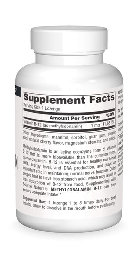 Source Naturals MethylCobalamin pastille avec taille de référence