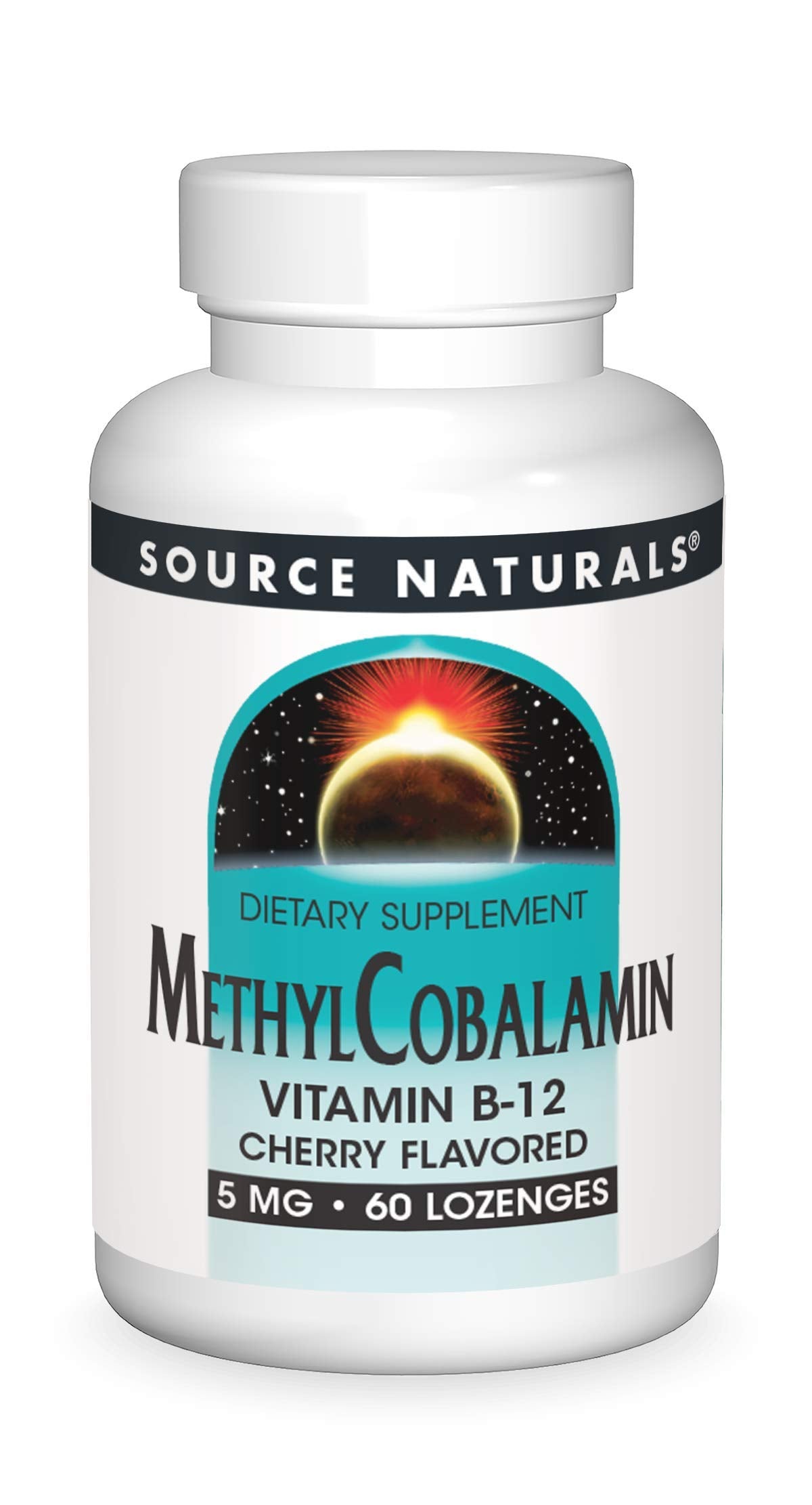 Source Naturals Methylcobalamin Vitamine B-12 5mg 60 pastilles vue avant