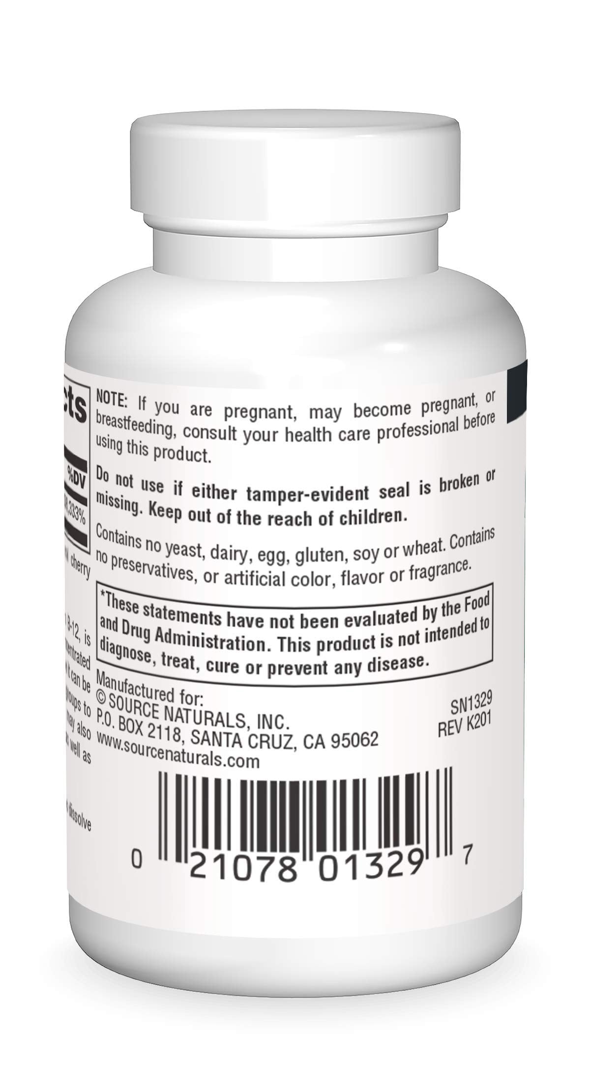 Source Naturals Methylcobalamin Vitamine B-12 5mg étiquette de produit