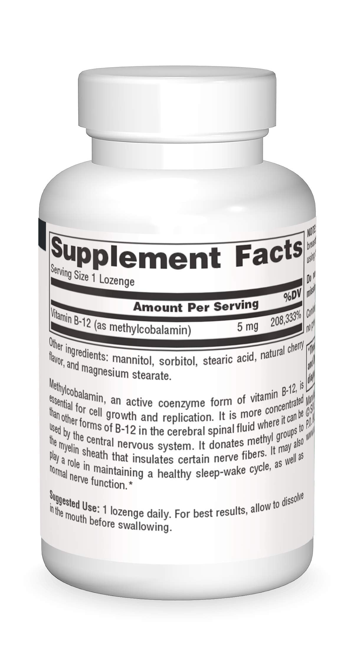 Source Naturals Methylcobalamin Vitamine B-12 5mg pastille sur une surface