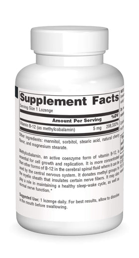 Source Naturals Methylcobalamin Vitamine B-12 5mg pastille sur une surface