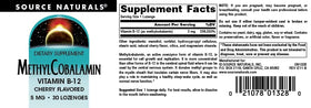 Source Naturals Methylcobalamin Vitamine B12 5 mg utilisation recommandée