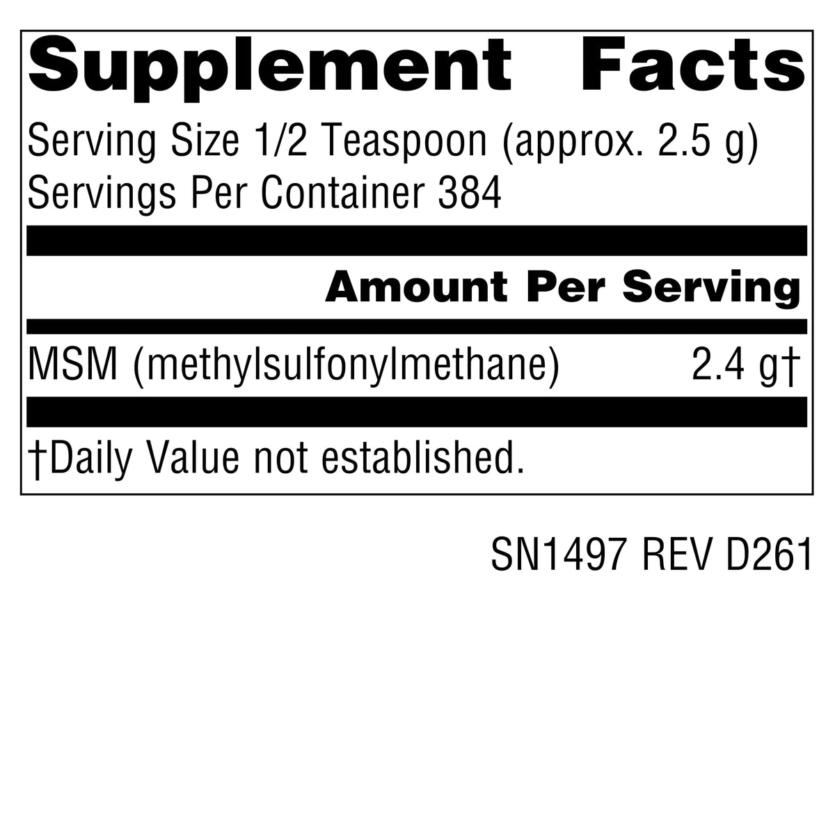 Source Naturals MSM Poudre 1102g emballage latéral