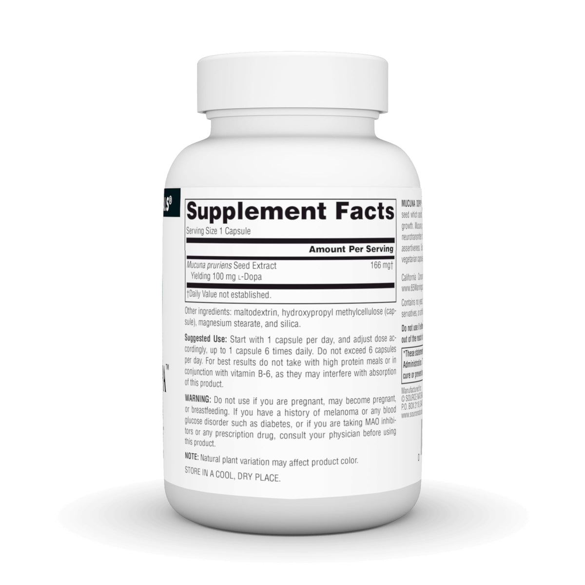 Source Naturals Mucuna Dopa capsules végétariennes à l'intérieur de la bouteille