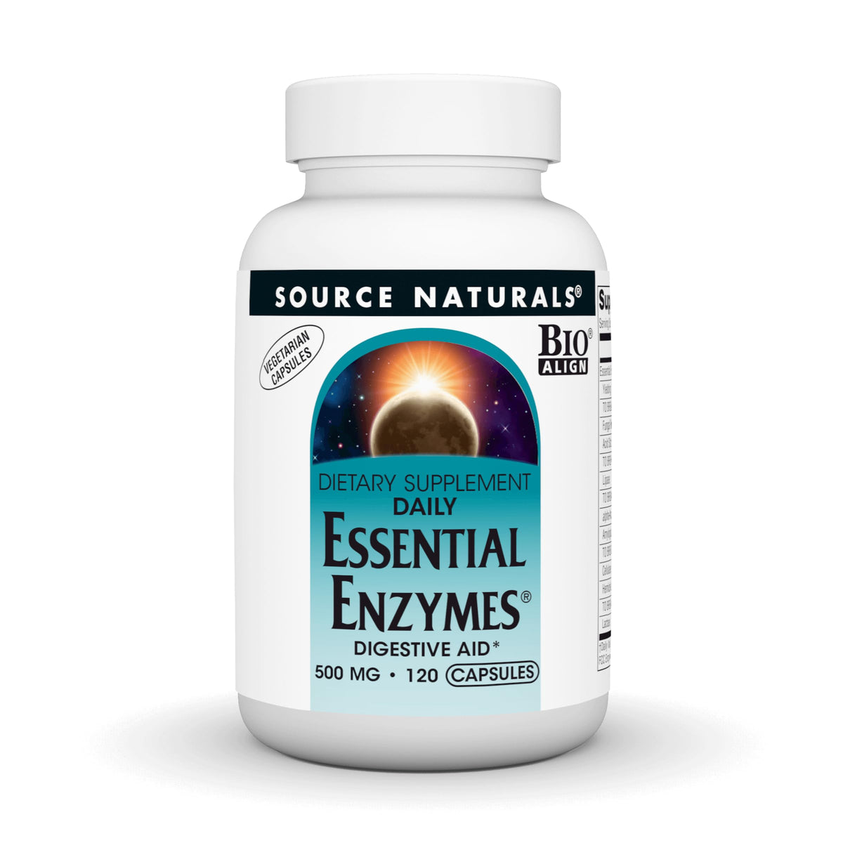Source Naturals Multi-Enzymes 500 mg 120 capsules végétariennes vue de face