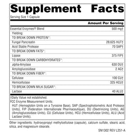 Source Naturals Multi-Enzymes 500 mg capsules végétariennes ouvertes avec contenu