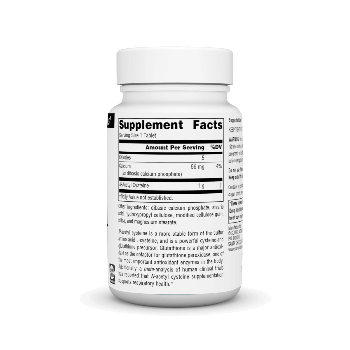 Source Naturals N-Acetyl Cysteine 1000 mg arrière de la boîte