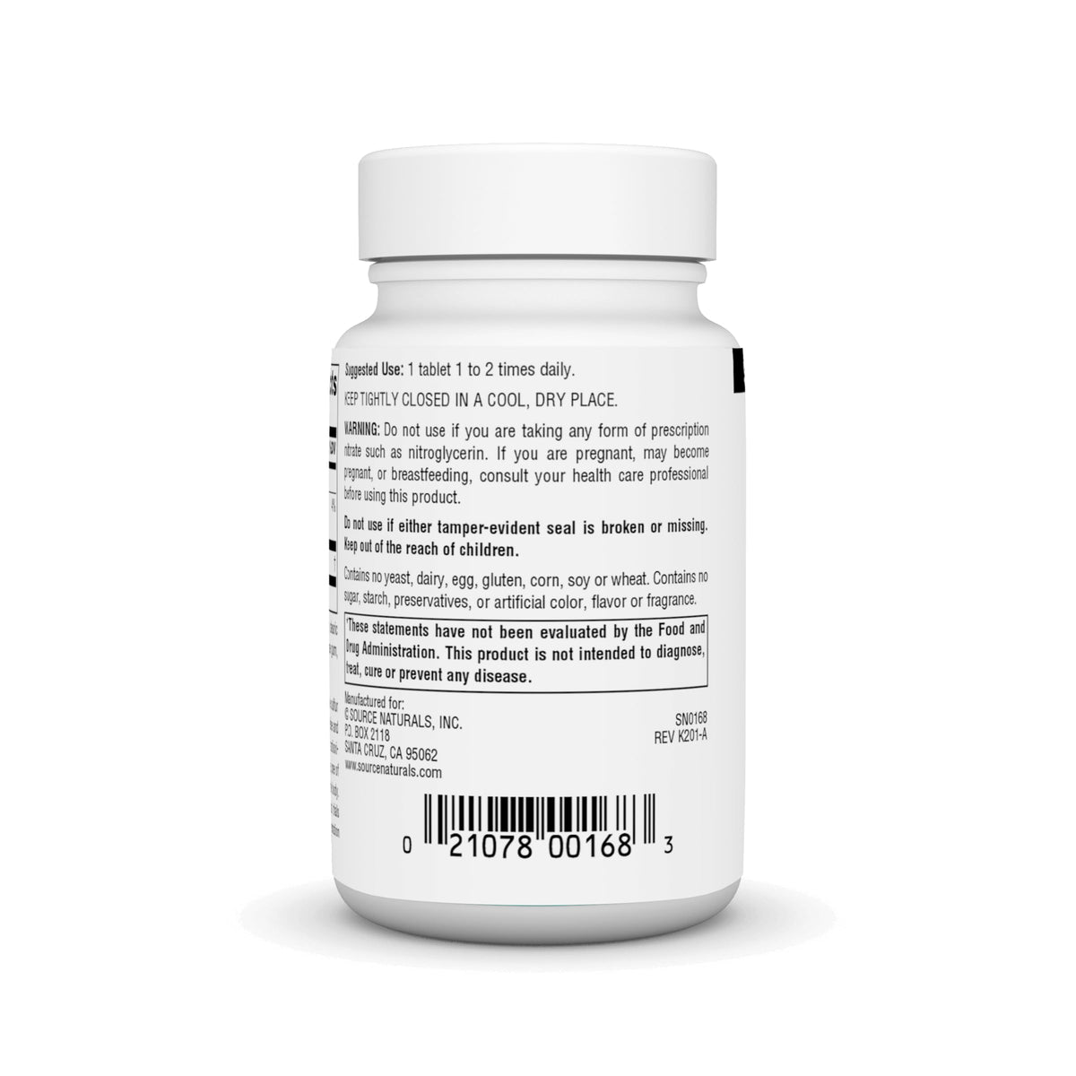 Source Naturals N-Acetyl Cysteine 1000 mg côté de la boîte