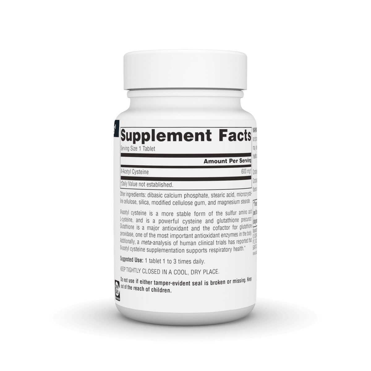 Source Naturals N-Acetyl Cysteine 600mg comprimés en vue de près