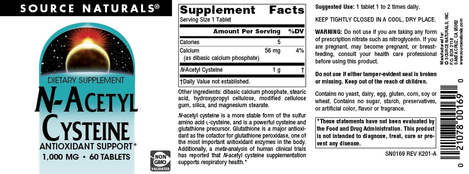 Source Naturals N-Acetyl Cysteine dans sa boîte