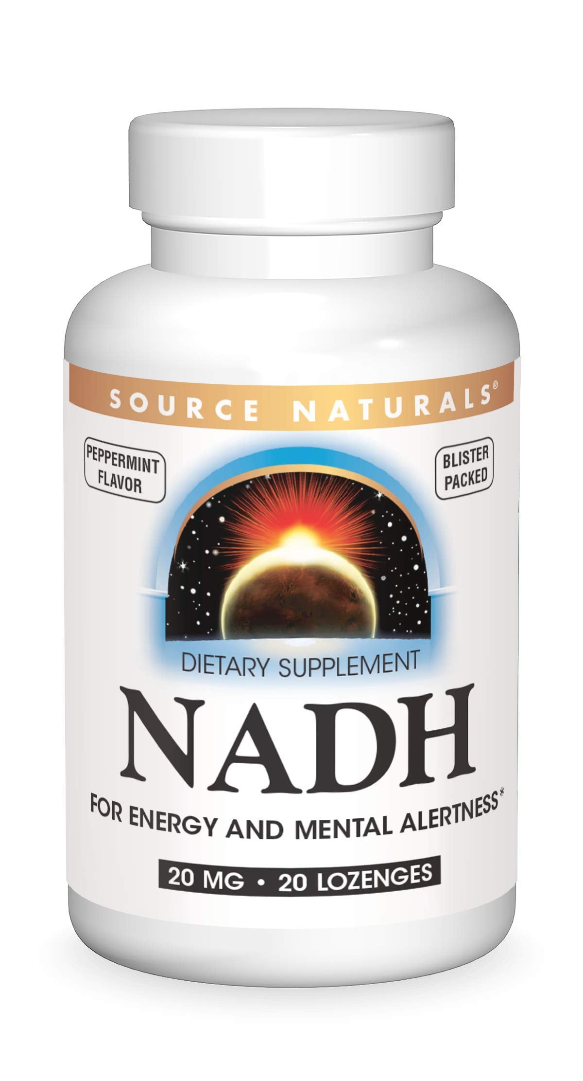Source Naturals NADH 20mg 20 pastilles vue de face