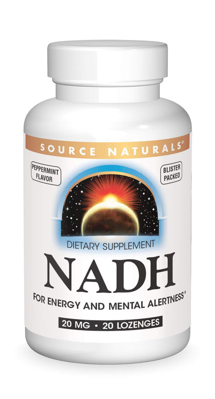 Source Naturals NADH 20mg 20 pastilles vue de face