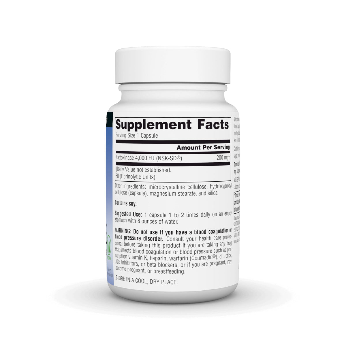 Source Naturals Nattokinase 200 mg 60 Capsules Végétales - vue arrière