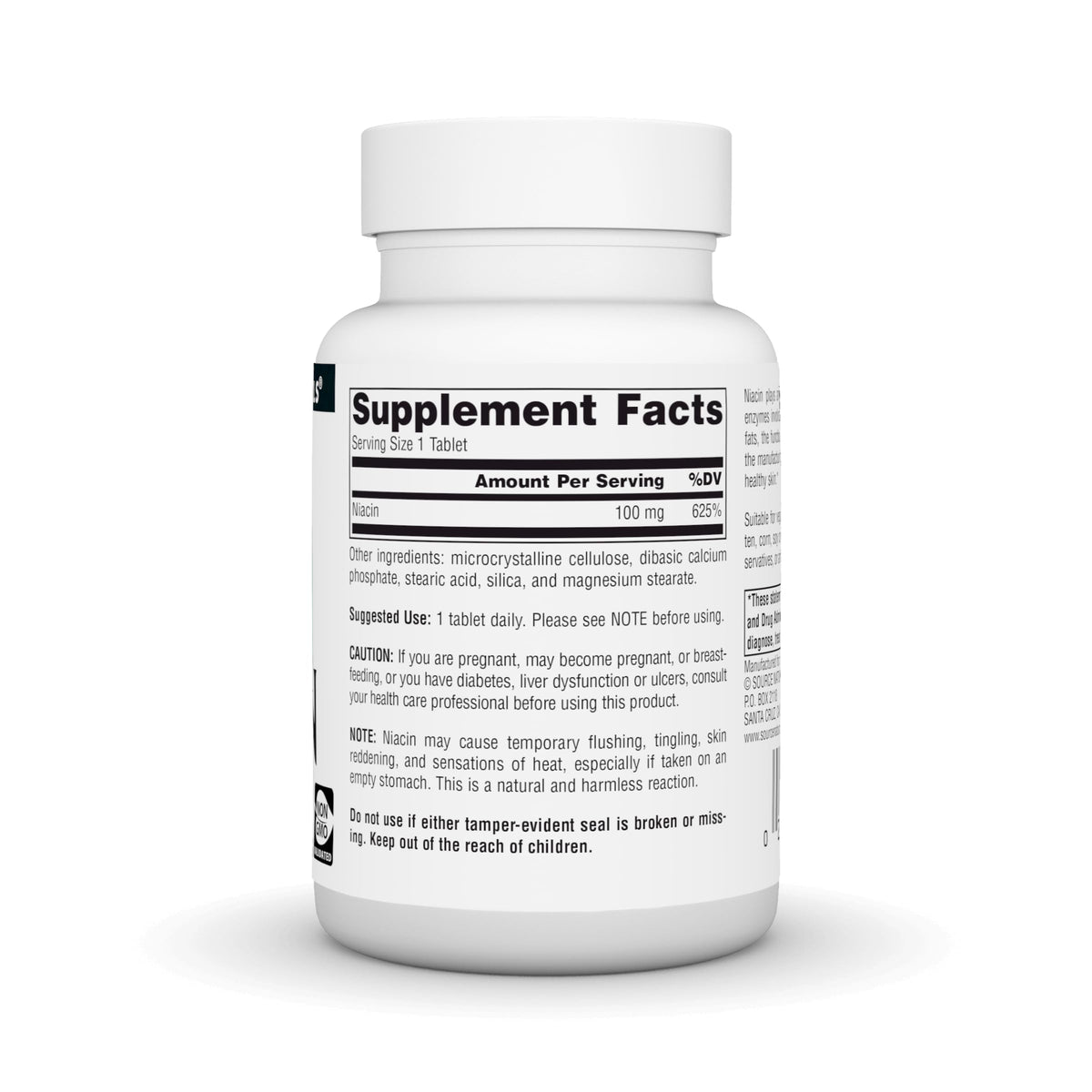 Source Naturals Niacine B-3 100 mg 250 comprimés côté