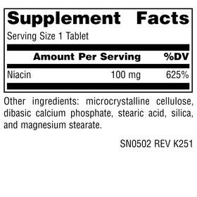 Source Naturals Niacine B-3 100 mg 250 comprimés emballage