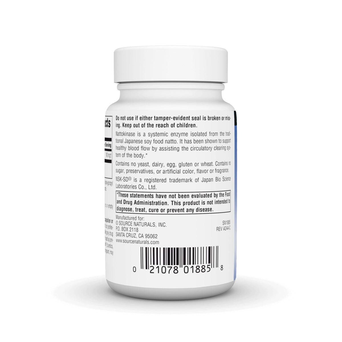 Source Naturals NSK-SD Nattokinase 100 mg gélules végétales côté