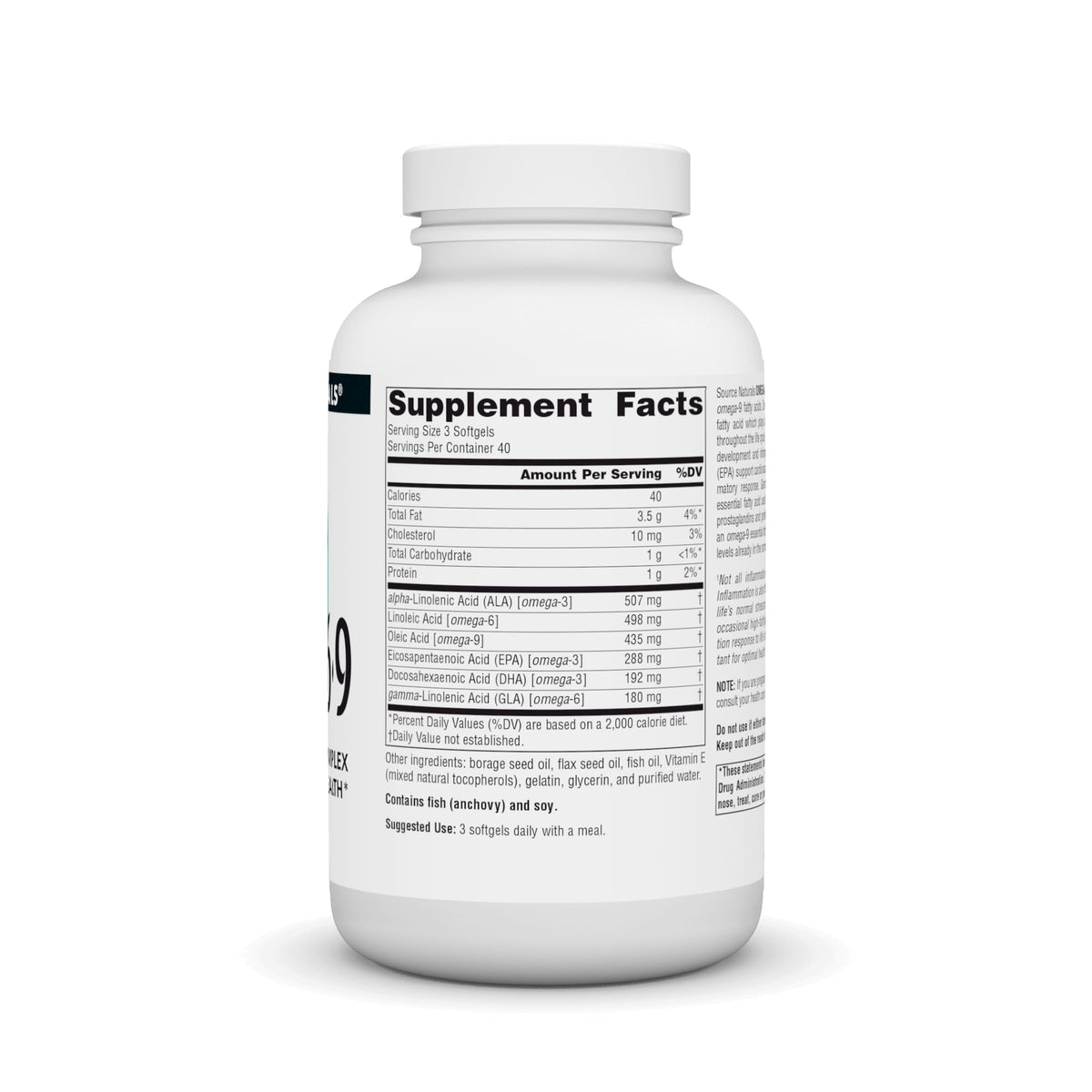 Source Naturals Omega 3-6-9 120 gélules souples vue arrière