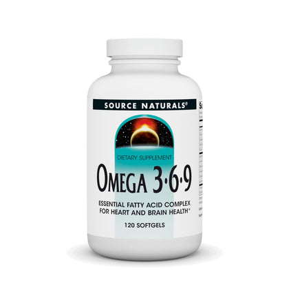 Source Naturals Omega 3-6-9 120 gélules souples vue de face