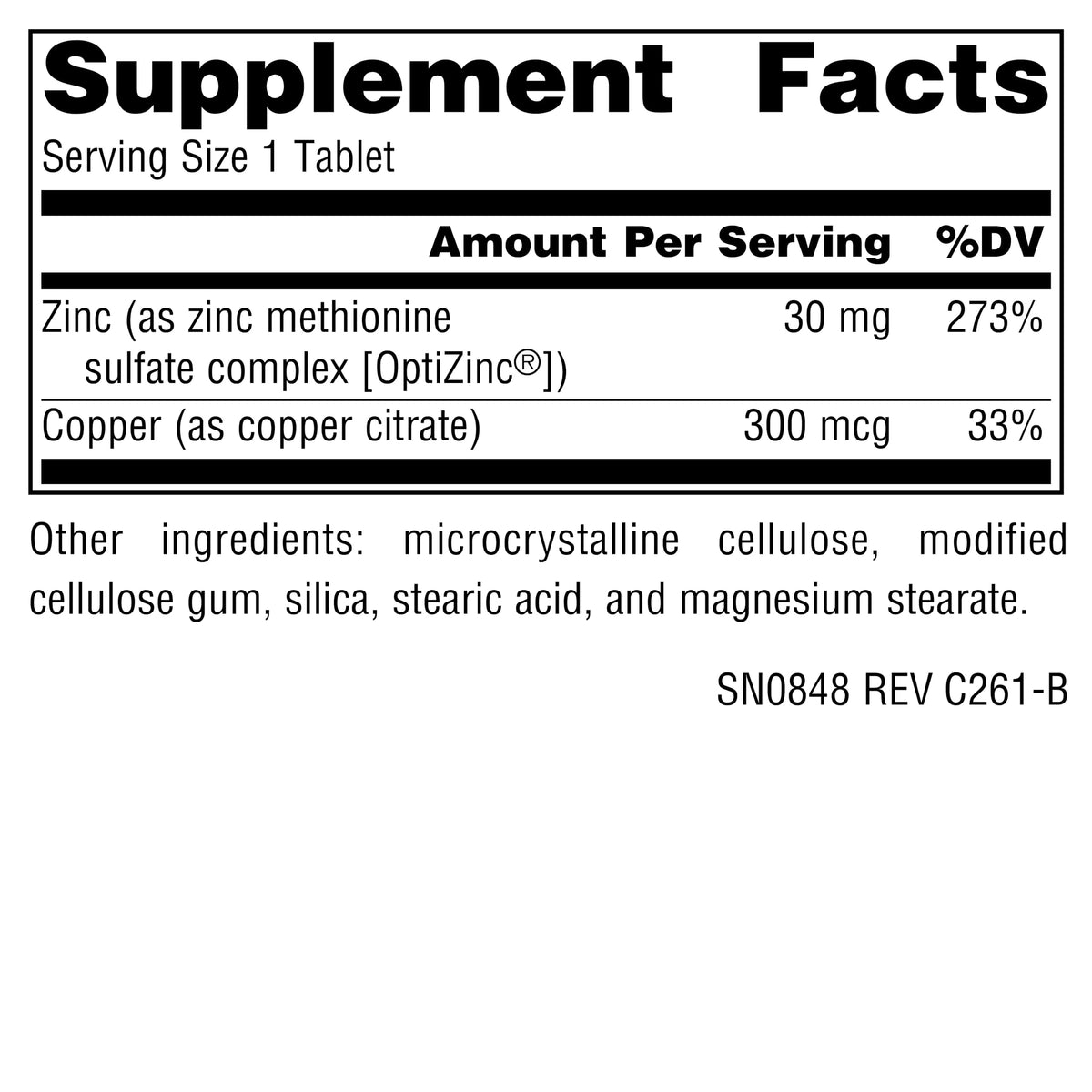 Source Naturals OptiZinc emballage avec informations sur le produit