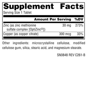 Source Naturals OptiZinc emballage avec informations sur le produit