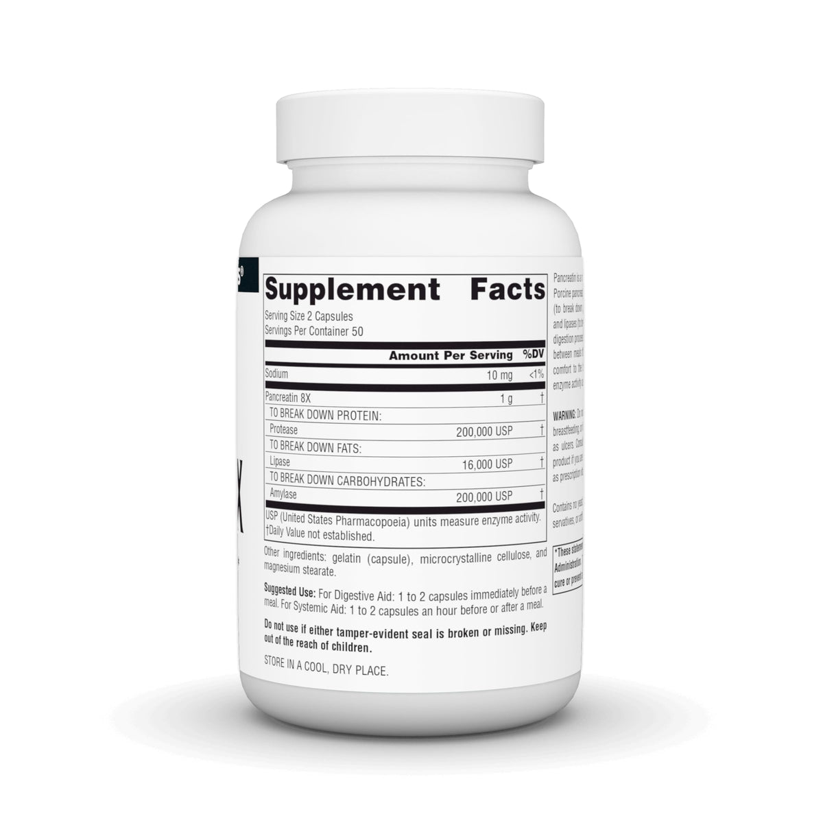 Source Naturals Pancreatin 8X 500 mg bottle with label