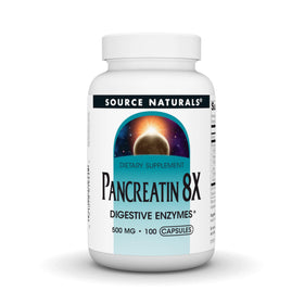 Source Naturals Pancreatin 8X 500 mg capsules front view