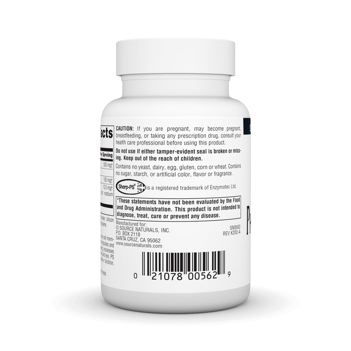 Source Naturals Phosphatidyl Serine Complex 500mg gélules molles avec étiquette