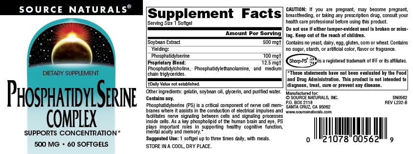 Source Naturals Phosphatidyl Serine Complex 500mg gélules molles en utilisation