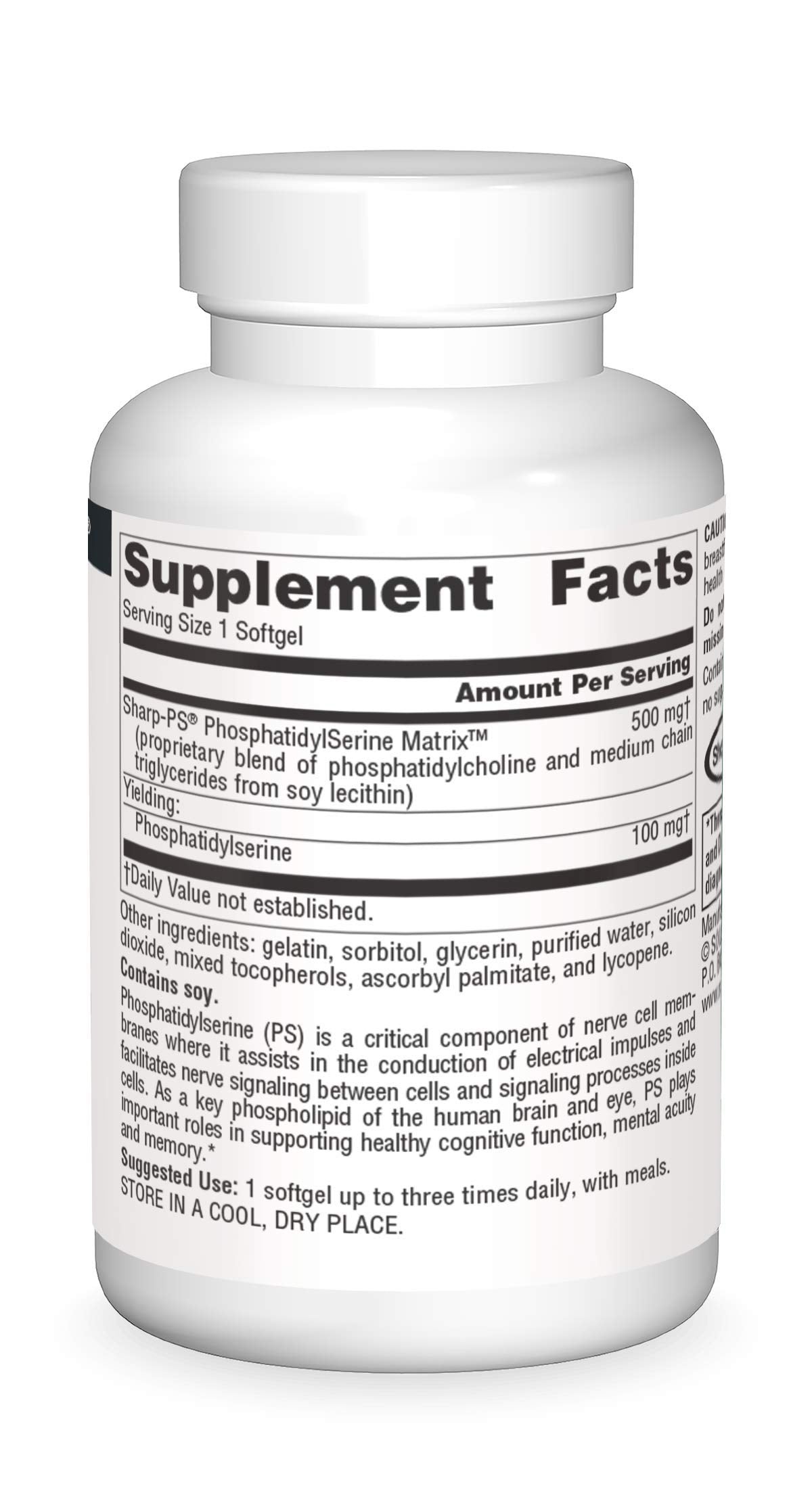Source Naturals Phosphatidyl Serine Matrix 500 mg gélules souples côté